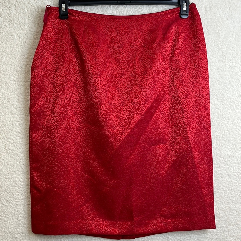 NWT Le Suit Womens Red Sateen Leopard Print Lined Pencil Skirt Suit 18 PLUS SIZE